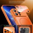 TOBOVON for iPhone 13 Pro Max Case with Camera Lens Protector, Compatible with MagSafe, Slim Matte Magnetic Shockproof Phone Cover for iPhone13 ProMax, Orange