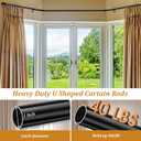 Bay Window Curtain Rods, 2PCS 1 Inch U Shaped Adjustable Curtain Rods for Bay Windows 59 to 184 Inches, Heavy Duty Curtain Rods with Brackets for Bedroom, Living Room Curtains, Black