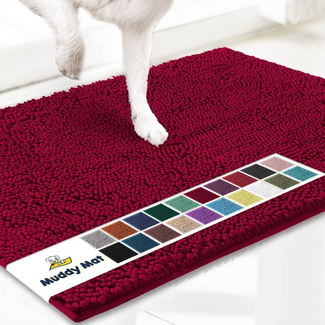 Muddy Mat Shown on TV  Super Absorbent Door Mat Indoor, Microfiber Quick Dry Chenille Entryway Rug, Non-Slip Front Door Mat, Indoor Mats for Entryway, Machine Washable Pet Rug, Maroon 24"x36"