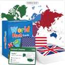 World Flags Flashcards, 245 Countries Flags, Geography Game with World Map - Educational Games for All Ages, Family, Adults, Classrooms & Homeschool, Gift for Teenage