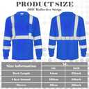 Amylove 4 Pcs Long Sleeve Safety Shirt High Visibility Reflective Construction Work Shirts for Men Women(XXL,Blue)