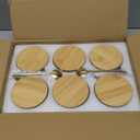 6 PACK Vintage Glass Coffee Mugs 14oz Clear Embossed Tea Cup Set with Bamboo Lids and Gold Spoons,Yogurt Bowl, Kitchen Gifts For Women