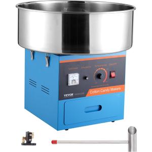 VEVOR Electric Cotton Candy Machine, 1000W Candy Floss Maker, Commercial Cotton Candy Machine with Stainless Steel Bowl, Sugar Scoop, and Drawer, Perfect for Home Kids Birthday, Family Party, Blue