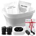 Ionic Foot Bath Detox Machine, Foot Detox Foot Bath Soak Tub with 2 Arrays, 80 Disposable Foot Bath Liners, Detox Sea Salt, Folding Foot Spa Bucket, Home Salon-Level Foot Soaking Tub