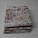 IOHOUZE Abstract Area Rug 3x5 Ft Washable Rugs for Entryway Indoor, Non Slip Kitchen Rug Printed Faux Wool Throw Rugs, Indoor Door Mat for Door Entrance Foyer Living Room, Orange Grey