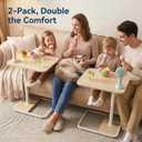YUHFERA Large TV Tray Table Set of 2, C-Shaped Side Table with Adjustable Height & Rounded Corners, Snack Table for Couch, Bed or Recliner, for Laptop, Eating & Working, Oak, 2pcs