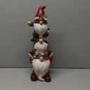 17 in Large Garden Gnome Statue with Solar Lights Sculptures Funny Triple Big Gnome Outdoor Patio Lawn Yard Balcony Garden Home Decor Gifts for Women Mom