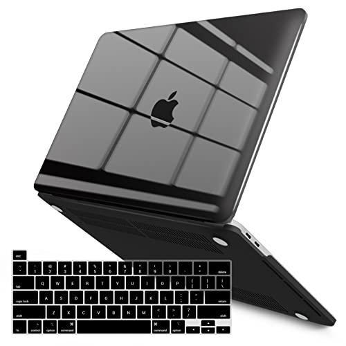 IBENZER Compatible with MacBook Pro 13 Inch Case M2 M1 2026 2025 2024 2023 2022 A2338 A2289 A2251 A2159 A1989 A1706 A1708, Hard Shell Case & Keyboard Cover for Mac Pro 13, Crystal Black, T13CYBK+1