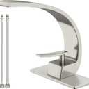 Bathroom Sink Faucet Modern Single Hole 1-Handle Faucet, Brushed Nickel Solid Brass Faucets, Mount Curved Lavatory Faucets Mixer Tap