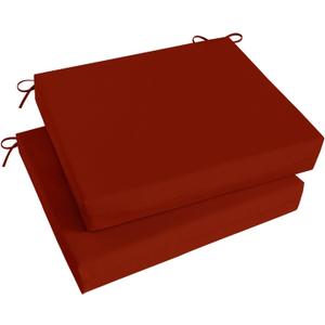 Basic Beyond Outdoor Chair Cushions Set of 2, Square Corner Outdoor Cushions for Patio Furniture, Water Resistant Patio Chair Cushions with 2 Ties, 18.5x16x3, Brick Red