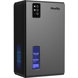 NineSky Dehumidifier for Home, 95 OZ Water Tank, (1000 sq.ft) Dehumidifiers for Bathroom Bedroom Basement with Auto Shut Off,7 Colors LED Light (Gray)