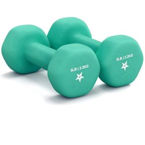 Yes4All Neoprene Coated Dumbbell Hand Weight Sets of 2, Anti-roll, Anti-Slip, Hexagon Shape (5 lbs (Pair), Dark Green)