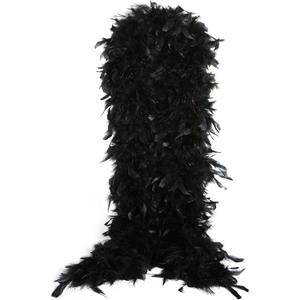 THARAHT Chandelle Feather Boa 19 Color-38g/55g100g 2Yard Dancing Wedding Party Halloween Costume Decoration Feathers boa (Black)