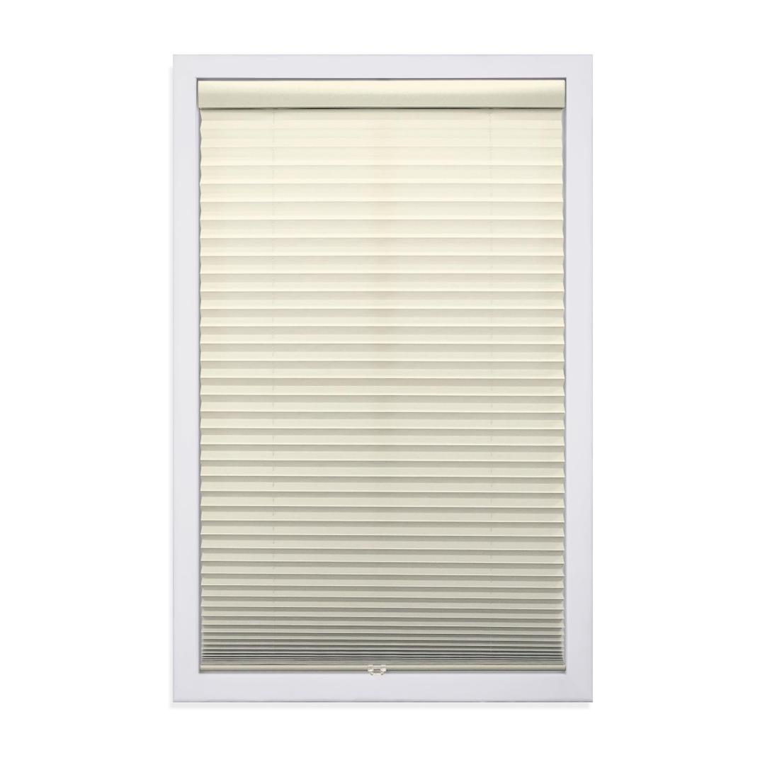 DEZ FURNISHINGS Cordless 1" Light Filtering Pleated Shade, Fabric, 59.5" W x 48" H, Ecru