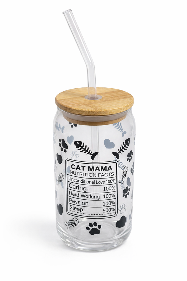 Cat Mom Sipper Glass, 16oz