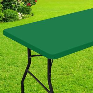 Smiry Rectangle Picnic Table Cloth, Waterproof Elastic Fitted Tablecloths for 6 Foot Tables, Washable Polyester Table Cover for Camping, Indoor and Outdoor (Hunter Green, 30"x72")