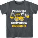 Funnycokid Big Brother T Shirt for Toddler Boys Tee Construction Promoted Short Sleeve 1-6 Years (Gray)