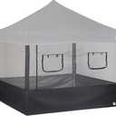 E-Z UP Food Booth Sidewall Kit, Set of 4, Fits 10' x 10' Straight Leg Canopy (Canopy/Shelter NOT Included), Includes 2 Roll-Up Serving Windows, Commercial Grade Mesh, Black