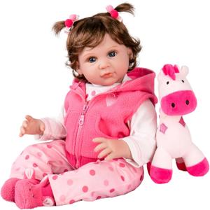 Aori Reborn Baby Girl Dolls - 22 Inch Realistic Lifelike Newborn - Handmade Soft Vinyl Girl Doll with Feeding Accessories | Weighted Cuddly Baby Toddler Gift Set for Kids 3+ (Pink Deer)