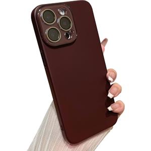 Caseative for iPhone 13 Pro Case,Solid Color Full Camera Lens Protection Phone Case (Wine Red)