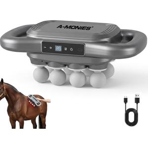 8 Heads Horse Massage Gun, Equine Percussion Massager, Deep Tissue Horse Recovery Tool, Red Light Heat Therapy, Quiet Adjustable Intensity Muscle Relaxation for Equine Wellness(8 Heads)