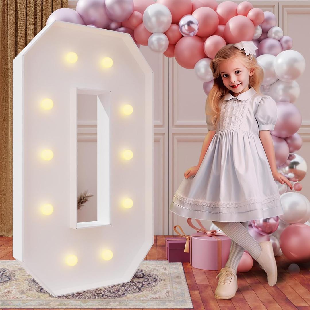 Imprsv 4FT Marquee Numbers,DIY Light Up Numbers for 30th 40th 50th Birthday Decorations, Party Decorations,Anniversary Party Decor,Mosaic Number for Balloons Number 0,Pre-Cut Foam Board Kit