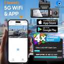 3 Channel 4K WiFi Dash Cam, 4K+1080P+1080P Front Inside and Rear, Triple Dash Camera with 32GB Card, APP Control, G-Sensor, 24 Hours Parking Mode, Loop Recording, Night Vision