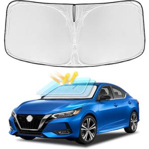 for Nissan Sentra 2020-2025 Windshield Sun Shade - 4 Layers Car Sunshades for Front Windows Shade Cover Custom Fit Sentra Sun Visor Retractable Shade Blocks UV Rays Car Accessories