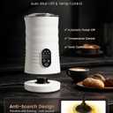 Milk Coffee Frother and Steamer,Temperature Display, 350lm, Burn-Free Base, Easy To Clean, 96% High Foam Rate,Ultra-Quiet Operation,Electric Cold Foam Maker Machine,Hot Chocolate Frother - Milky White