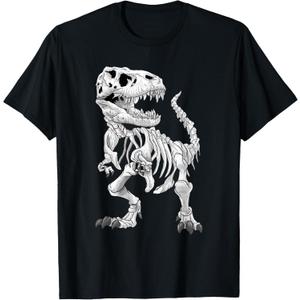 T-Rex Skeleton Dino bones paleontologist Fossil Dinosaur T-Shirt (Small, Black)