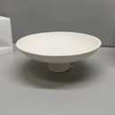 KIVY Concrete Fruit Bowl for Kitchen Counter - Large Decorative Pedestal Bowl for Home Decor - Modern Key Bowl for Entryway Table - White (Cream)