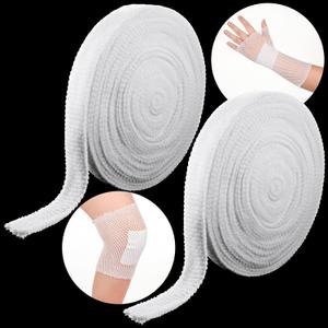 2 Rolls Tubular Bandage Elastic Net Wound Dressing Stretch Dressing Retainer Tubular Elastic Gauze Bandage for Wound Arm, Without The Use of Adhesive Tape (Size 4/1.57 Inch x 16.4 Yard Stretched)