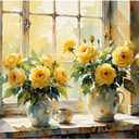 TAOPAOLAB Yellow Roses in Vase Paint by Numbers Kit for Adults - DIY Floral Window Scene Painting on Canvas 16x20 Inches, Acrylic Paint Set, Suitable for Beginners, Art for Home Decoration or Gifts