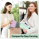 3 Pcs Spiral Notebook 5.9x8.3, 140 Pages Small Notebook for Women A5 College Ruled Journals Cute Notebooks with Large Pockets and Index Stickers for Home School Office UsePurple, Green, Blue