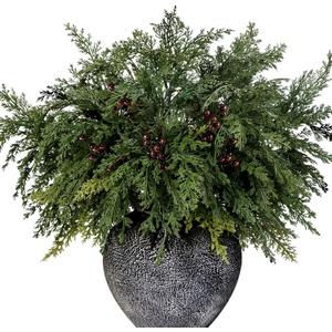 5Pcs 21.7'' Christmas Greenery Stems with Red Berries Artificial Cedar Branches for Indoor Outdoor Home Decoration, Realistic Pine Tree Picks Berry Sprays for Xmas Vases Wreaths Table Decor (5, Green)