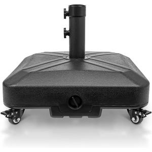 US Weight 78 Pound Steel Plate Umbrella Base - Square Market Heavy Duty Patio Stand with Wheels and Adjustable Knobs