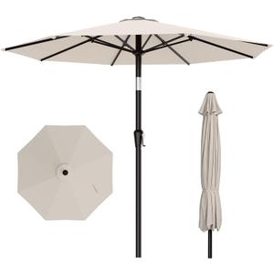 AreShark 10 FT Outdoor Patio Umbrella, Patio Table Umbrella with Push Button Tilt and Crank, Outdoor Patio Umbrellas with 8 Fiberglass Ribs, Patio Umbrellas for Market, Garden, Pool (Cream White)