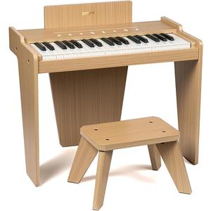 ZIPPY Kids Piano Keyboard, 37 Keys Digital Piano for Kids, Touch Sensitive Control Panel, Built-in Songs, Volume Adjustable, Music Educational Instrument, Wood Piano for 3+ Girls and Boys (Oak Plus), 22.4 x 12.6 x 18.1 inches