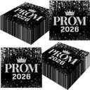 2 x Prom Decorations 2026 Napkins, 50Pcs Napkin Disposable Black and Silver Grad 2026 Napkin, Black and Silver Prom Napkins 2026 for Graduation Night Decorations