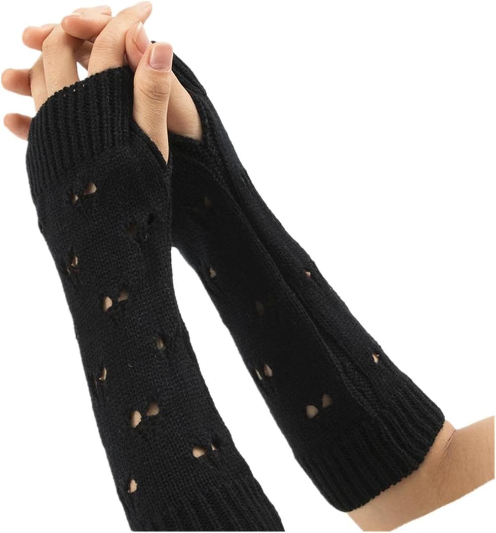 2 x POHADON Fairy Grunge Gloves Alt Emo Goth Accessories Fingerless Ripped Long Sleeve Arm Warmers Y2k Gyaru Arm Sleeve Harajuku