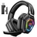 Ozeino Wireless Gaming Headset with Flip Microphone, RGB Lighting Gaming Headphones for PS5, PS4, PC - 2.4GHz USB & Type C Transmitter