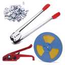 Banding Strapping Kit - Pallet Packaging Strapping Tool with Sealer Tools, 328' Length x 1/2" Wide, 100 Metal Seals Included - Durable Poly Strapping Kit 
