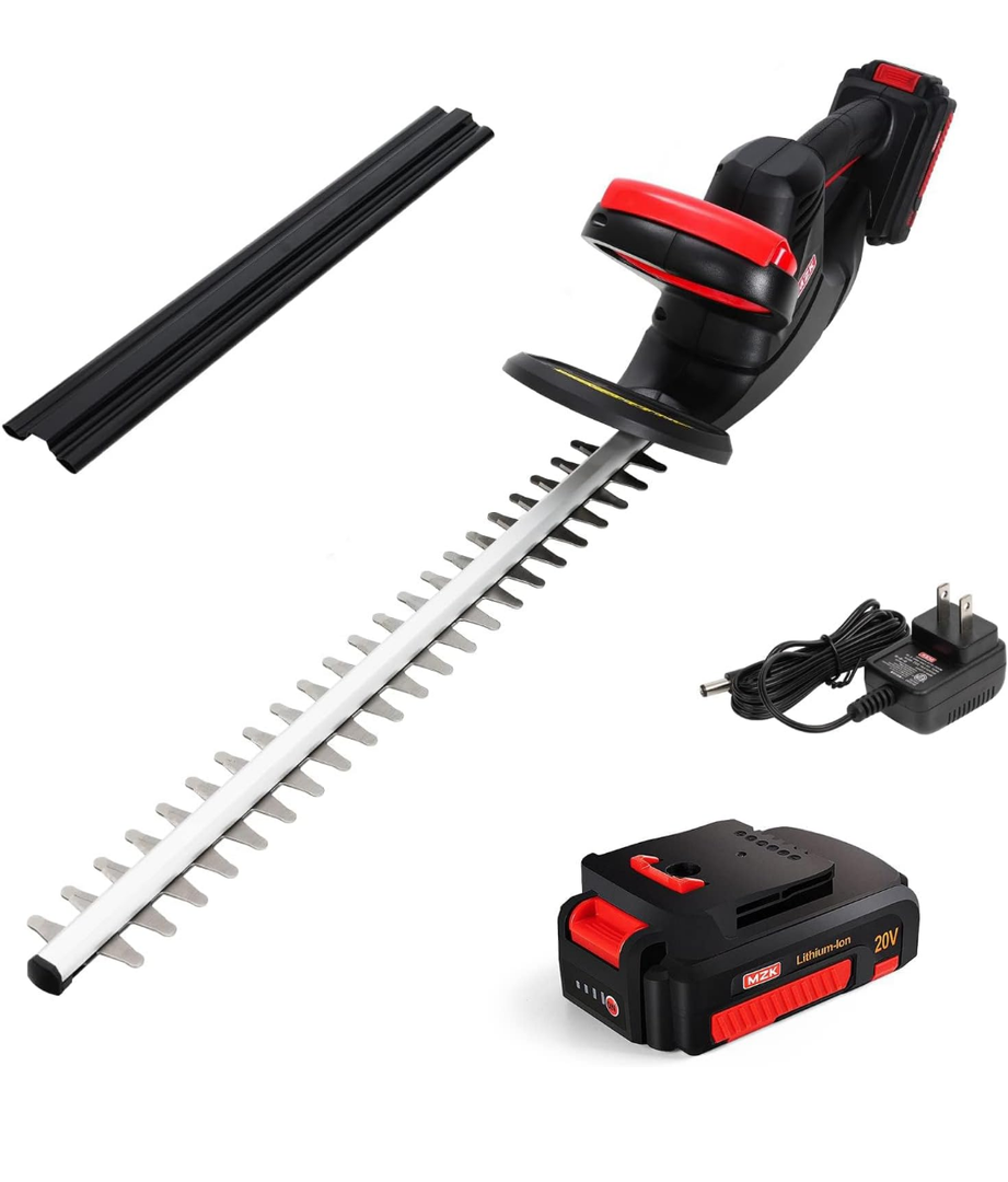 MZK 22'' Cordless Hedge Trimmer, 20V Bush Trimmer, Handheld Hedge Cutter, Grass Shrub Trimmer, Lightweight & Compact Trimmer(Battery & Charger Included