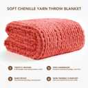L'AGRATY Chunky Knit Blanket Throw: 50''x60'' Chenille Chunky Knitted Throw Blankets for Bed Couch - Handmade Thick Cable Knit Blanket - Large Crochet Rope Blankets for Home Decor(Coral Pink)