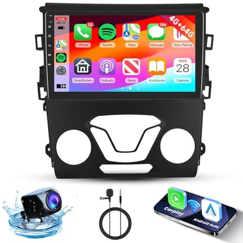 [4G+64G] Android Car Stereo for Ford Fusion Mondeo 2013-2019 Radio with Wireless Carplay Android Auto Mirror Link, 9 inch Touch Screen with GPS, Mirror Link, Bluetooth, WiFi, 32EQ, FM/RDS Radio