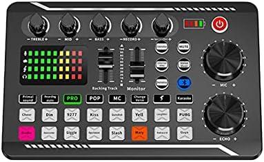 Live Sound Card, Mini Sound Mixer Board with 16 Effects and Voice Changer, Noise Reduction Bluetooth Live Sound Card Audio Mixer for Live Streaming, Podcast(Black,190 * 118 * 28mm)