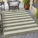 OJIA Striped Outdoor Area Rug 4'x6' Washable Patio Rugs Cotton Woven Living Room Rug Farmhouse Indoor Outdoor Rugs Large Floor Carpet for Courtyard/Bedroom/Entryway (Green/White/Tan)