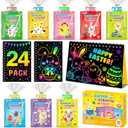 Party Favors for Kids: 24 Pack Easter Rainbow Scratch Art Notebook Classroom School Supplies Bulk for Girls Boys Goodie Bags Stuffers, Return Gifts for Birthday Party Gift Kid Crafts