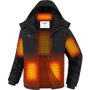 VERGOO Graphene Mens Heated Jackets with 18400mAh Battery Pack Winter Waterproof Electric Self Heating Coat with Hood (X-Large, Black)