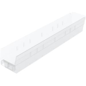 Akro-Mils 30124 Plastic Shelf Bins, Heavy Duty Storage Bins for Garage, Closet, and Drawer Organization, 24-Inch x 4-Inch x 4-Inch, Clear, 12-Pack